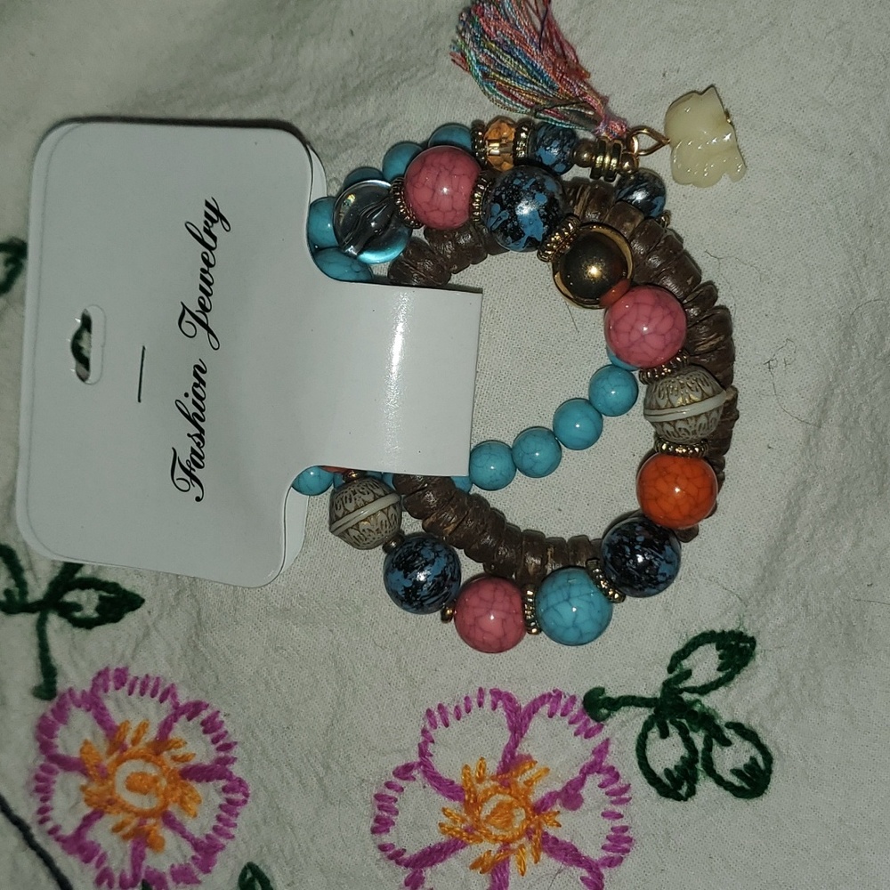 3pc lucky elephant stretch bracelet set